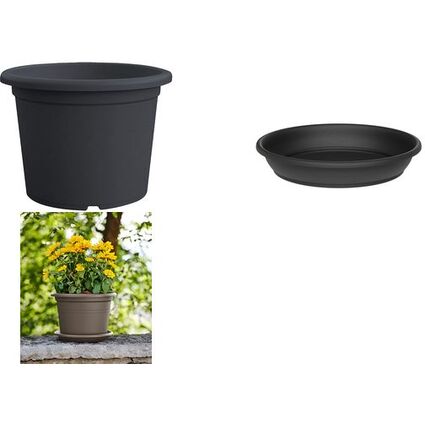 tera Pflanzgef "Basic Round", Durchm.: 350 mm, anthrazit
