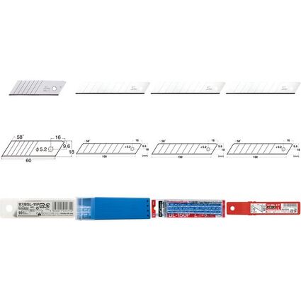 NT Cutter Ersatzklingen BL-2300, Breite: 18 mm, silber