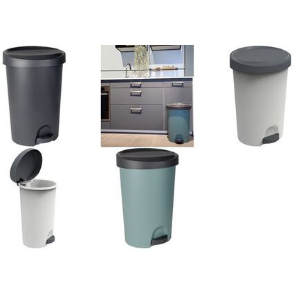 EDA Tret-Abfallbehlter Stepy, 27 Liter, PP, grau/anthrazit