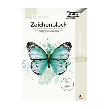 folia Zeichenblock, 140 g/qm, DIN A4, gekrnt, 20 Blatt