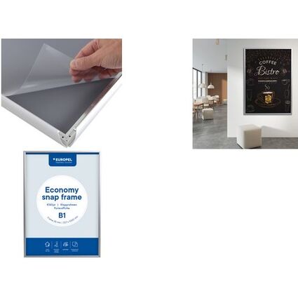 EUROPEL Plakatrahmen Economy, DIN A4, 25 mm, silber eloxiert