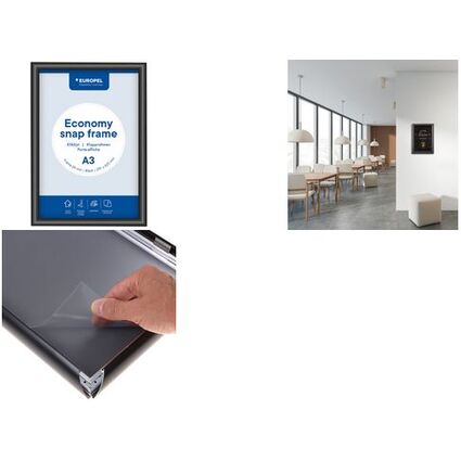 EUROPEL Plakatrahmen Economy, DIN B1, 25 mm, schwarz