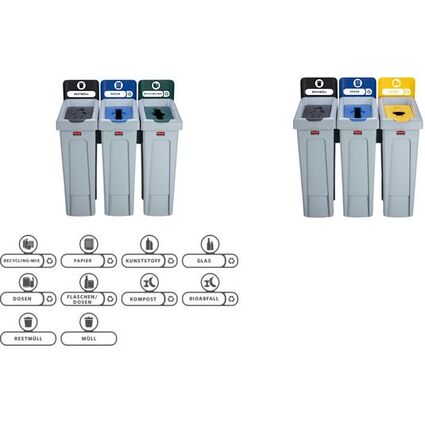 Rubbermaid Etiquettes pour la station de recyclage Slim Jim