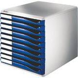 LEITZ schubladenbox Formular-Set, 10 Schbe, lichtgrau/blau