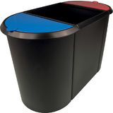 helit papierkorb "the triple", oval, PE, schwarz/rot/blau
