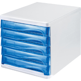 helit schubladenbox "the wave", 5 Schbe, wei/blau-