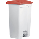 helit tret-abfalleimer "the step", 90 Liter, wei / rot