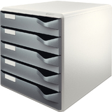 LEITZ schubladenbox Post-Set, 5 Schbe, lichtgrau/dunkelgrau