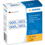 HERMA nummern-etiketten 0-999, 10 x 22 mm, blau, doppelt