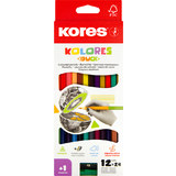 Kores dreikant-buntstifte "DUO", 12er karton-etui + Spitzer