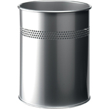 DURABLE papierkorb METALL, rund, 15 Liter, metallic silber
