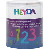 HEYDA motivstempel-set "Zahlen", Klarsicht-Runddose