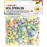 folia holzperlen "Pastell", rund, 4 Größen sortiert