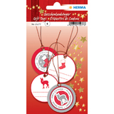 HERMA Weihnachts-Geschenkanhänger 3D, rund, rot/silber