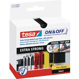 tesa on & off Klettband extra Strong, 50 mm x 1 m, schwarz
