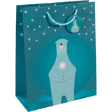 sigel Weihnachts-Geschenktüte "Polar bear with candle", groß