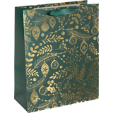 sigel Weihnachts-Geschenktüte "Golden ornaments on green"