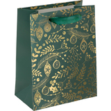 sigel Weihnachts-Geschenktüte "Golden ornaments on green"