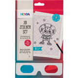 HEYDA 3D Zeichen-Set, block mit 3D-Brille