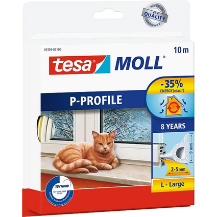 tesa Moll CLASSIC P-Profil Gummidichtung, weiß, 9 mm x 10 m