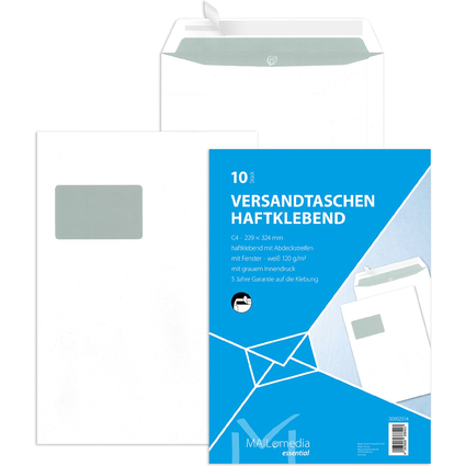 MAILmedia Versandtasche Offset weiß, C4, mit Fenster