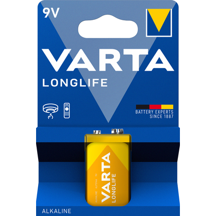 VARTA Alkaline Batterie Longlife, E-Block (6LR61/6LP3146)