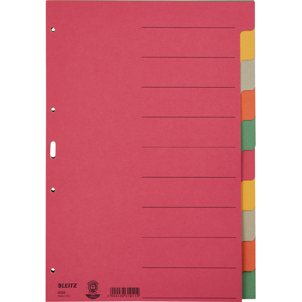 LEITZ Karton-Register extrastark, blanko, A4, 10-teilig