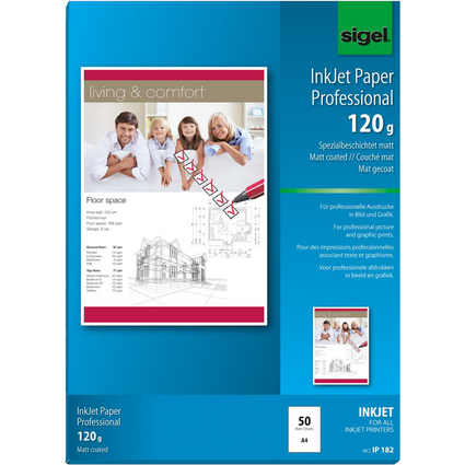 sigel Inkjet-Papier, DIN A4, 120 g/qm, hochweiß, matt
