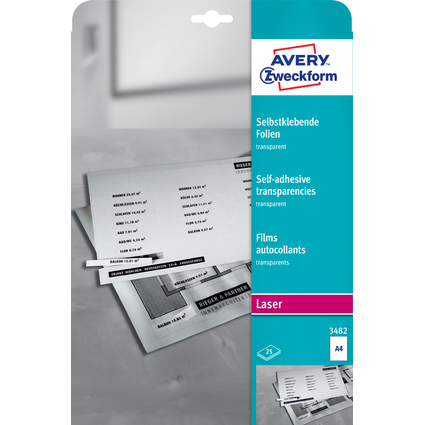 AVERY Zweckform Laser/Kopier-Folien A4 transparent, 25 Stück