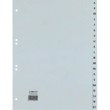 HETZEL Kunststoff-Register, A-Z, A4, PP, 20-teilig, grau