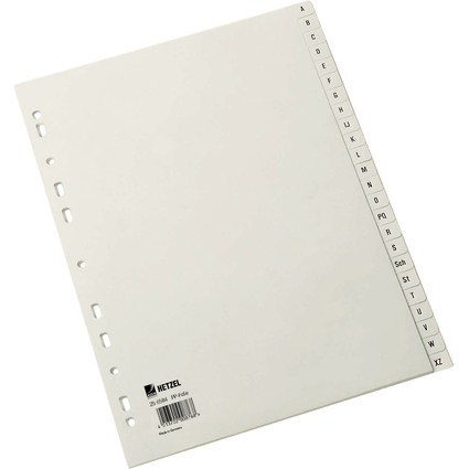 HETZEL Kunststoff-Register, A-Z, A4, PP, 24-teilig, grau