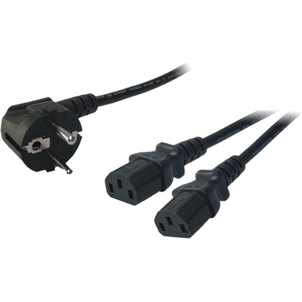 LogiLink Y-Stromkabel, 1x Schutzkontakt - 2x Kaltgeräte-
