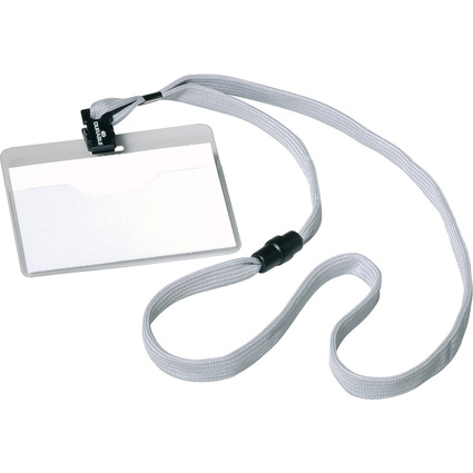 DURABLE Namensschild, mit Textilband, 90 x 60 mm, grau