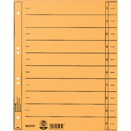 LEITZ Trennblätter, A4 Überbreite, Manilakarton 230g/qm,gelb