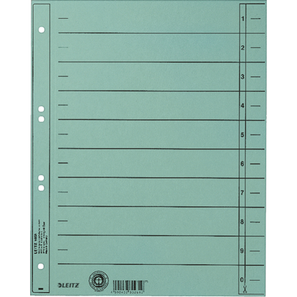 LEITZ Trennbltter, A4 berbreite, Manilakarton 230g/qm,blau