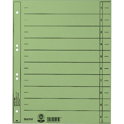 LEITZ Trennbltter, A4 berbreite, Manilakarton 230g/qm,grn