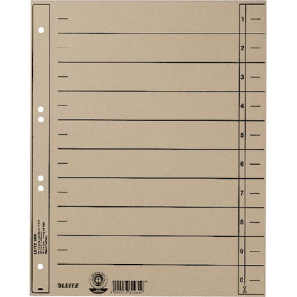 LEITZ Trennbltter, A4 berbreite, Manilakarton 230g/qm,grau