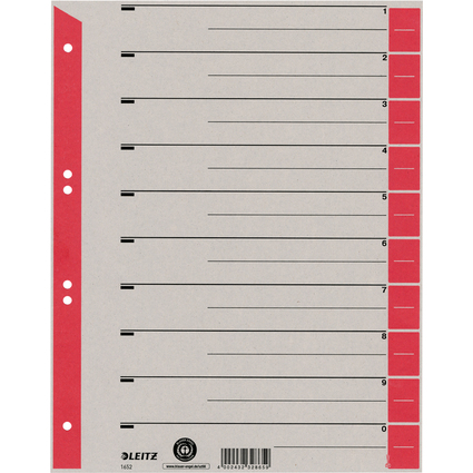 LEITZ Trennbltter, A4 berbreite, Kraftkarton 230g/qm, rot