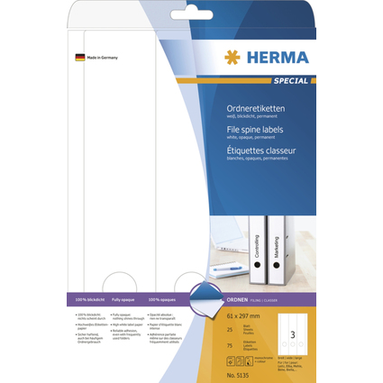 HERMA Ordnerrcken-Etiketten SPECIAL, 61 x 297 mm, wei