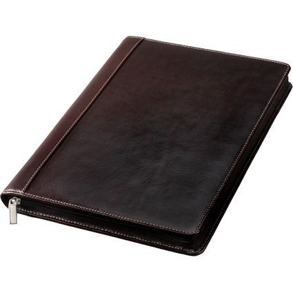 Alassio Schreibmappe "MONACO", A4, Leder, dunkelbraun