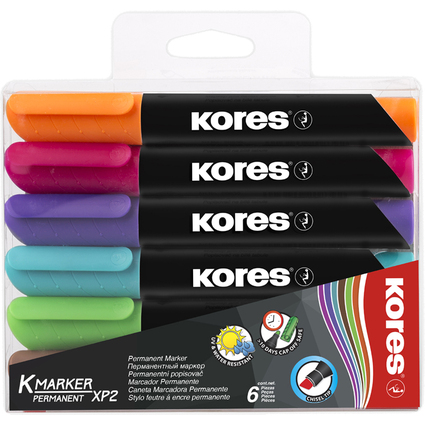 Kores Permanent-Marker "K MARKER", Keilspitze, 6er Etui