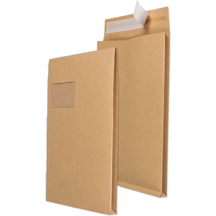 MAILmedia Faltenversandtasche C4, mit Fenster, braun