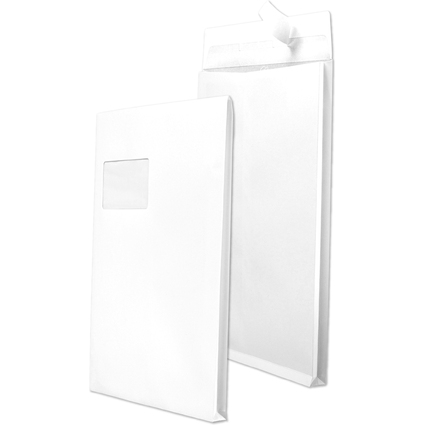 MAILmedia Faltenversandtasche C4, mit Fenster, wei
