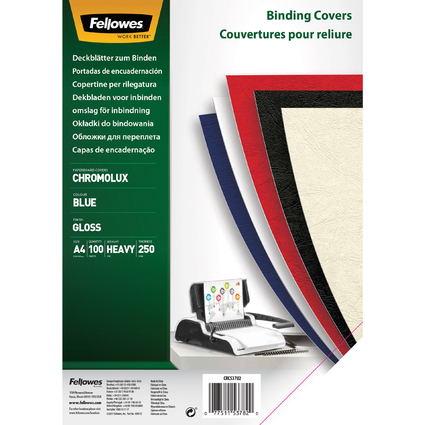 Fellowes Deckblatt Chromolux, glänzend, DIN A4, blau