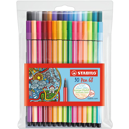 STABILO Fasermaler Pen 68, 30er Kunststoffetui