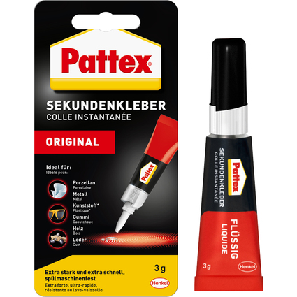 Pattex Sekundenkleber ORIGINAL flssig, 3 g Tube