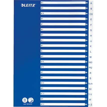 LEITZ Kunststoff-Register, A-Z, A4, 21-teilig, PP, wei