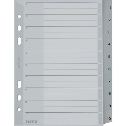 LEITZ Kunststoff-Register, Zahlen, A5, 1-10, PP, grau