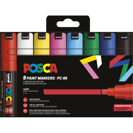 POSCA Pigmentmarker PC8K, 8er Etui, farbig sortiert