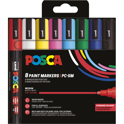 POSCA Pigmentmarker PC5M, 8er Etui, Standard